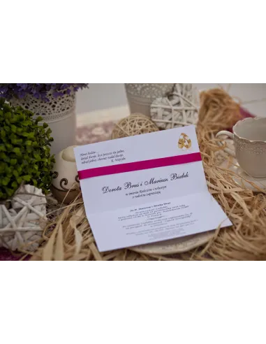 ZAPROSZENIA ślubne - XL z ornamentem wstążką i dżetem