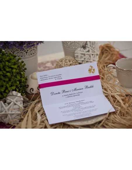 ZAPROSZENIA ślubne - XL z ornamentem wstążką i dżetem