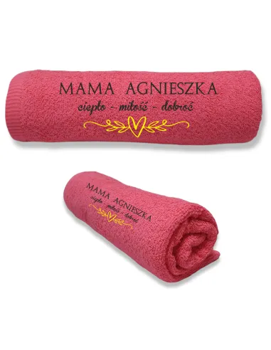 Duży Gruby RĘCZNIK z haftem PREZENT dla MAMY Mama