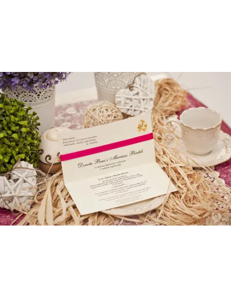 ZAPROSZENIA ślubne - XL z ornamentem wstążką i dżetem