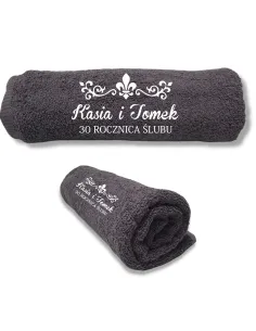 RĘCZNIK Z HAFTEM NAPISEM PREZENT NA ROCZNICĘ ŚLUBU