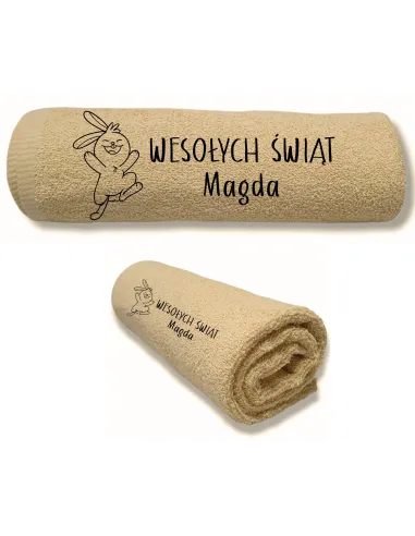 Ręcznik z HAFTEM prezent NA WIELKANOC NA ZAJĄCZKA