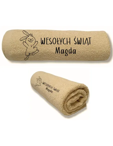 Ręcznik z HAFTEM prezent NA WIELKANOC NA ZAJĄCZKA