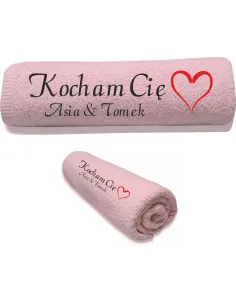 Ręcznik z HAFTEM prezent NA WALENTYNKI z imieniem