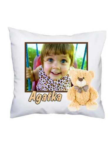 Poduszka z zdjęciem nadrukiem miś z foto prezent dla dziadków