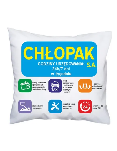 Poduszka z nadrukiem chłopak SA prezent dla chłopaka faceta