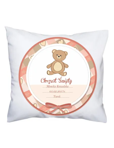 Poduszka metryczka z nadrukiem prezent na Chrzest Święty