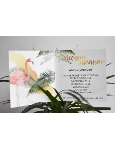 ZAPROSZENIA urodzinowe - flamingi