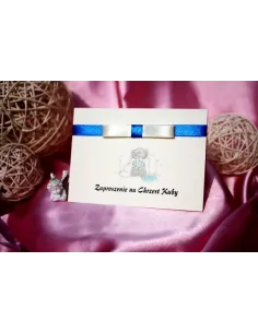 Zaproszenia na Chrzest Święty z kokardą dla chłopca dziewczynki