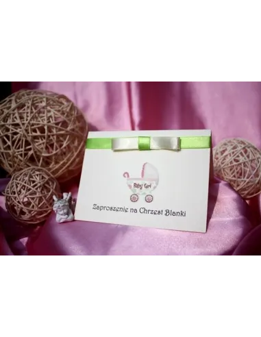 Zaproszenia na Chrzest Święty z kokardą dla chłopca dziewczynki