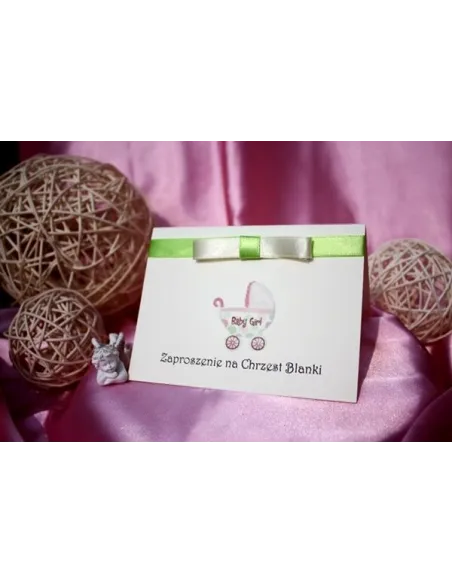 Zaproszenia na Chrzest Święty z kokardą dla chłopca dziewczynki