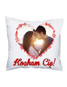 Foto Poduszka ze zdjęciem z nadrukiem Kocham Cię! prezent dla Par Walentynki