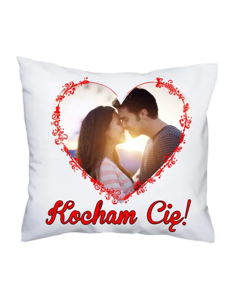 Foto Poduszka ze zdjęciem z nadrukiem Kocham Cię! prezent dla Par Walentynki