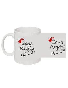 Kubek z nadrukiem żona rządzi mąż wymiata 2 szt prezent dla par