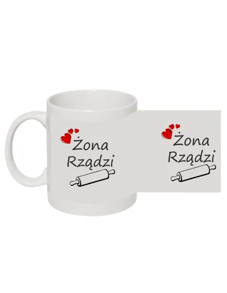 Kubek z nadrukiem żona rządzi mąż wymiata 2 szt prezent dla par