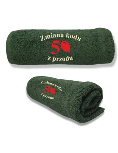 Ręcznik z HAFTEM Prezent NA URODZINY ZMIANA KODU
