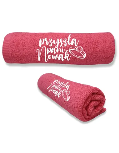 DUŻY RĘCZNIK Z HAFTEM PREZENT DLA NARZECZONEJ