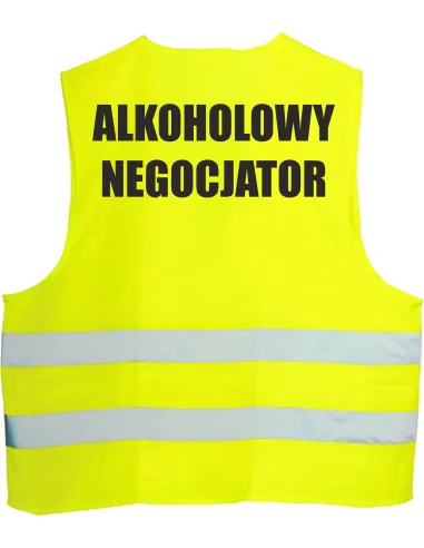 Śmieszna Kamizelka Odblaskowa z nadrukiem - ALKOHOLOWY NEGOCJATOR