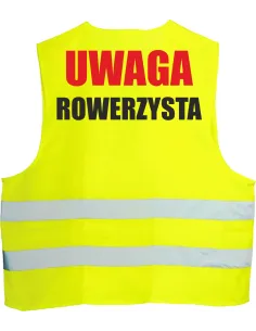 Kamizelka odblaskowa z nadrukiem tył UWAGA ROWERZYSTA 1 szt