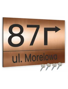 TABLICZKA ADRESOWA ALUMINIOWA ZE STRZAŁKĄ miedziana dibond 30x20 cm