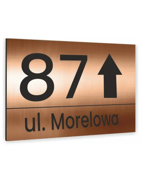 Tabliczka ADRESOWA Z TWOIM ADRESEM STRZAŁKA NUMER dibond miedziana 20x30 cm