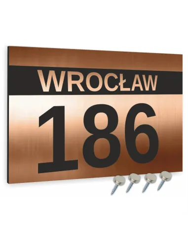 Tabliczka ADRESOWA ALUMINIOWA Tablica NUMER DOMU kolor miedziany dibond 20x30 cm