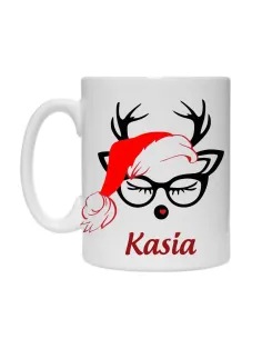 Kubek z nadrukiem świątecznym w zestawie miś świąteczny