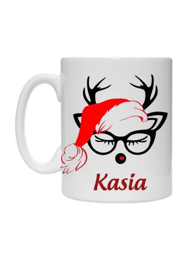 Kubek z nadrukiem świątecznym w zestawie miś świąteczny