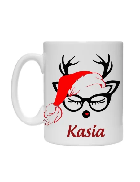 Kubek z nadrukiem świątecznym w zestawie miś świąteczny