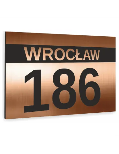 Tabliczka ADRESOWA ALUMINIOWA Tablica NUMER DOMU kolor miedziany dibond 20x30 cm