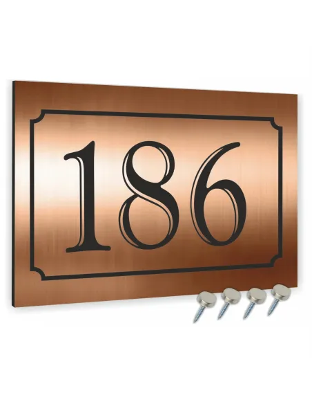NUMER NA BUDYNEK dom Tabliczka INOX kolor miedziany ALUMINIUM 3D 20x30 cm dibond