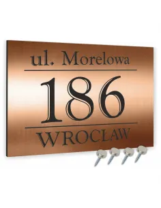 Tabliczka adresowa miedziana z numer domu NAZWA ULICY 30x20 dibond