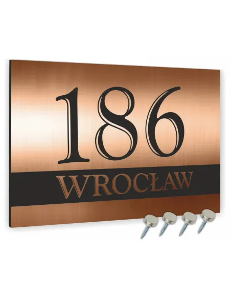 Tabliczka ADRESOWA ALUMINIOWA Tablica NUMER DOMU 30x20 dibond miedziana