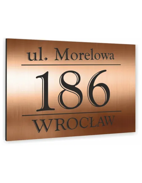 Tabliczka adresowa miedziana z numer domu NAZWA ULICY 30x20 dibond