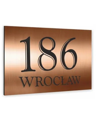 NUMER NA BUDYNEK dom Tabliczka ALUMINIUM 3D miedziana 20x30cm dibond