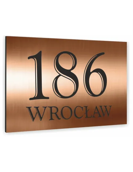 NUMER NA BUDYNEK dom Tabliczka ALUMINIUM 3D miedziana 20x30cm dibond