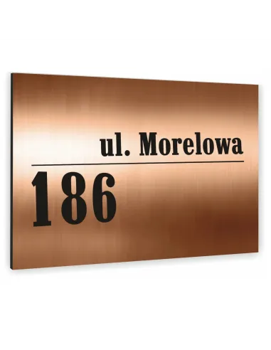 TABLICA ADRESOWA z numerem domu DIBOND miedziana 20x30 cm
