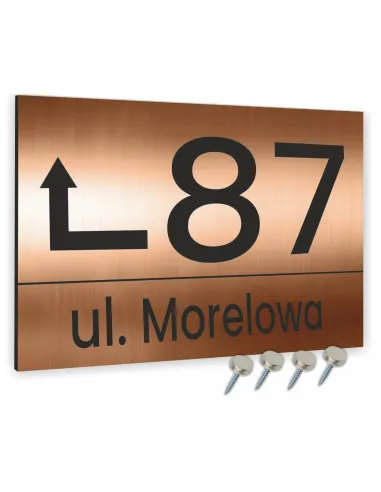 Tabliczka Tablica ADRESOWA ALUMINIOWA z wkrętami miedziana dibond 30x40 cm