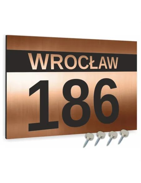 Tabliczka ADRESOWA ALUMINIOWA Tablica NUMER DOMU kolor miedziany dibond 40x30 cm