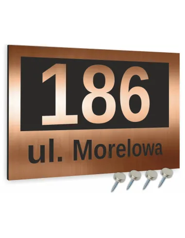 TABLICA tabliczka ADRESOWA Z NUMEREM DOMU 40x30 cm miedziana dibond