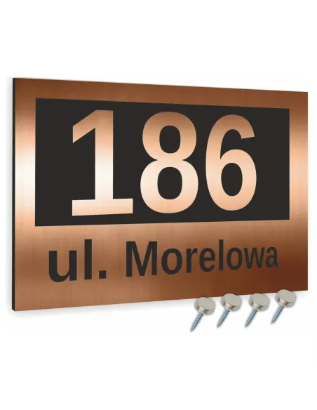 TABLICA tabliczka ADRESOWA Z NUMEREM DOMU 40x30 cm miedziana dibond