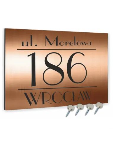 TABLICA ADRESOWA METAL NUMER DOMU POSESJI dibond miedziana 40x30 cm