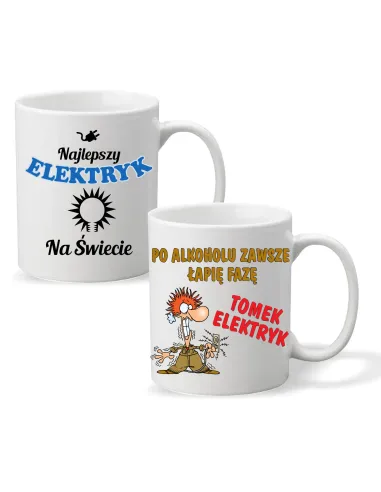 FOTO KUBEK z nadrukiem PREZENT dla ELEKTRYKA