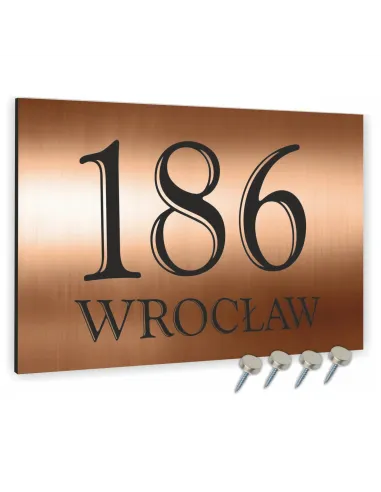 NUMER NA BUDYNEK dom Tabliczka ALUMINIUM 3D miedziana 40x30cm dibond