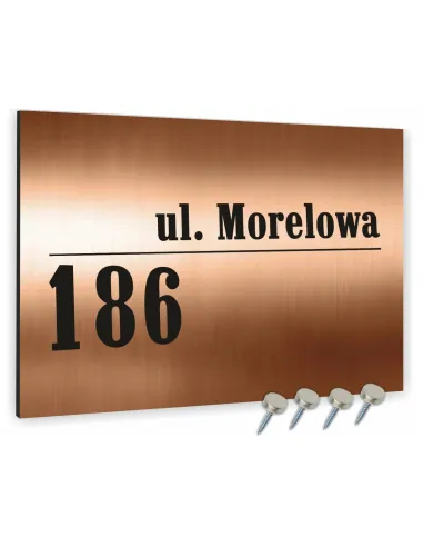 TABLICA ADRESOWA z numerem domu DIBOND miedziana 40x30 cm