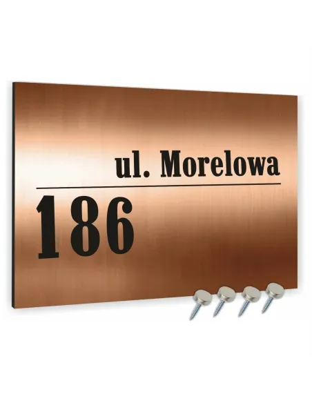 TABLICA ADRESOWA z numerem domu DIBOND miedziana 40x30 cm