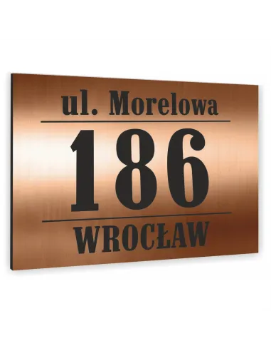 Tabliczka ADRESOWA ALUMINIOWA Tablica NUMER DOMU DIBOND 40x30 cm kolor miedziany