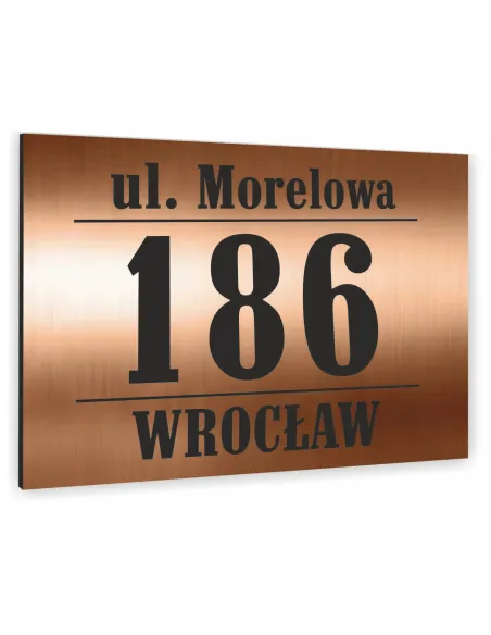 Tabliczka ADRESOWA ALUMINIOWA Tablica NUMER DOMU DIBOND 40x30 cm kolor miedziany