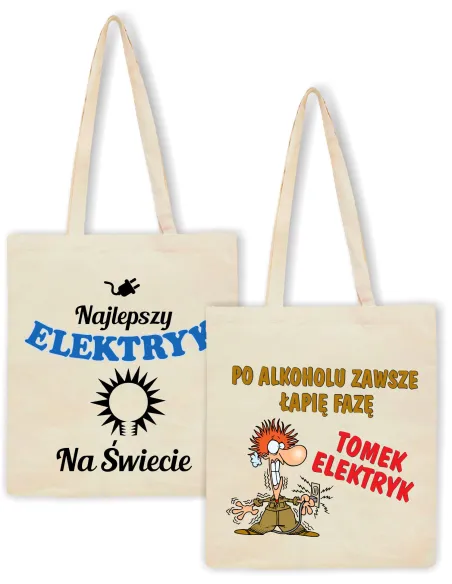 Eko Torba z nadrukiem PREZENT dla ELEKTRYKA
