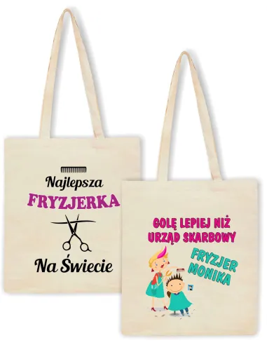 Eko Torba z nadrukiem PREZENT dla FRYZJERKI